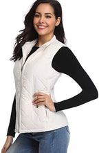 HULDA | QUILTED STAND COLLAR VEST JACKET - Ivory