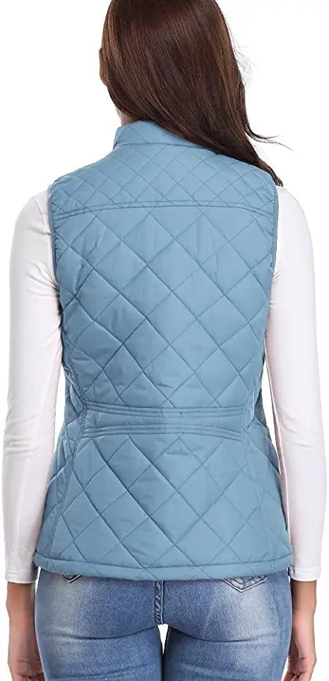 HULDA | QUILTED STAND COLLAR VEST JACKET - Light Blue