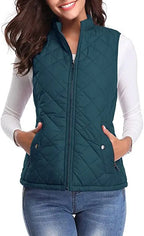 HULDA | QUILTED STAND COLLAR VEST JACKET - Teal