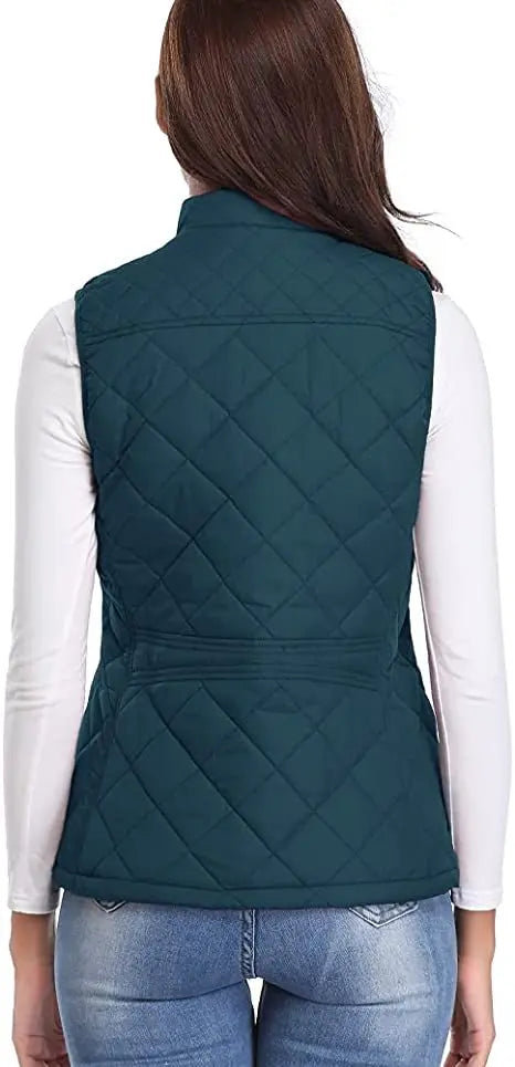 HULDA | QUILTED STAND COLLAR VEST JACKET - Teal