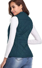HULDA | QUILTED STAND COLLAR VEST JACKET - Teal