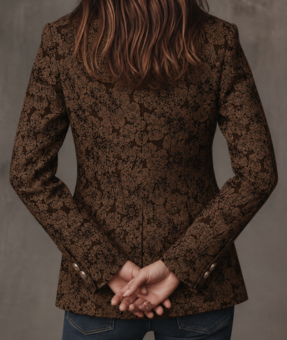 HUXLEY | PAISLEY JACQUARD FITTED BLAZER - Brown