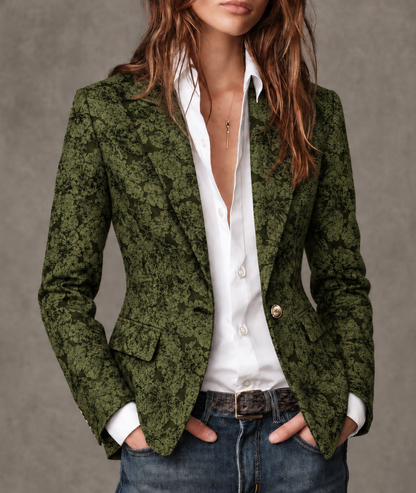 HUXLEY | PAISLEY JACQUARD FITTED BLAZER - Green