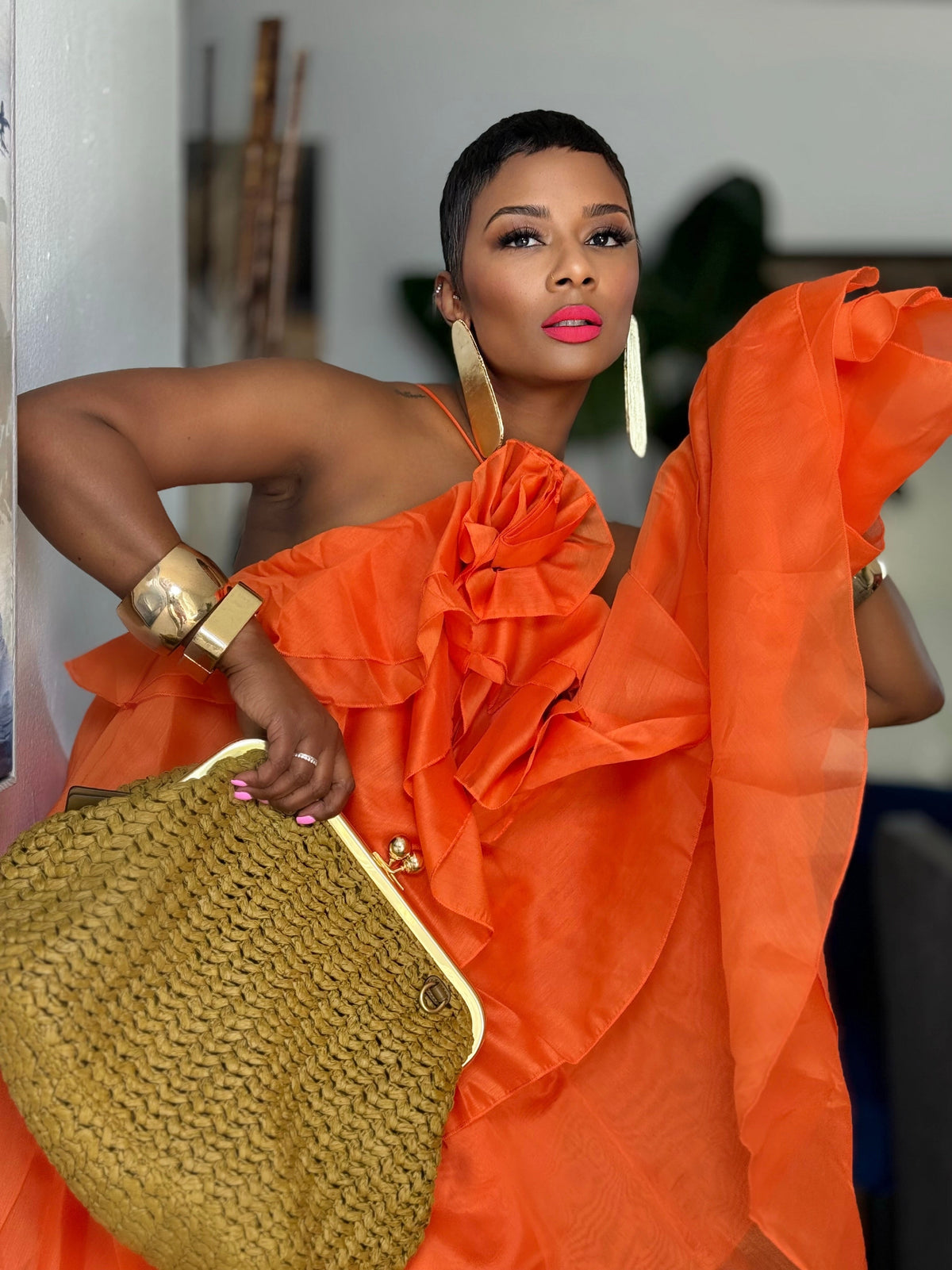 HYACINTH | RUFFLE MAXI DRESS - Orange