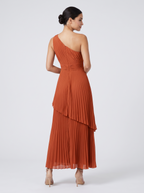 ILENE | ONE SHOULDER TIERED MAXI DRESS - Burnt Orange