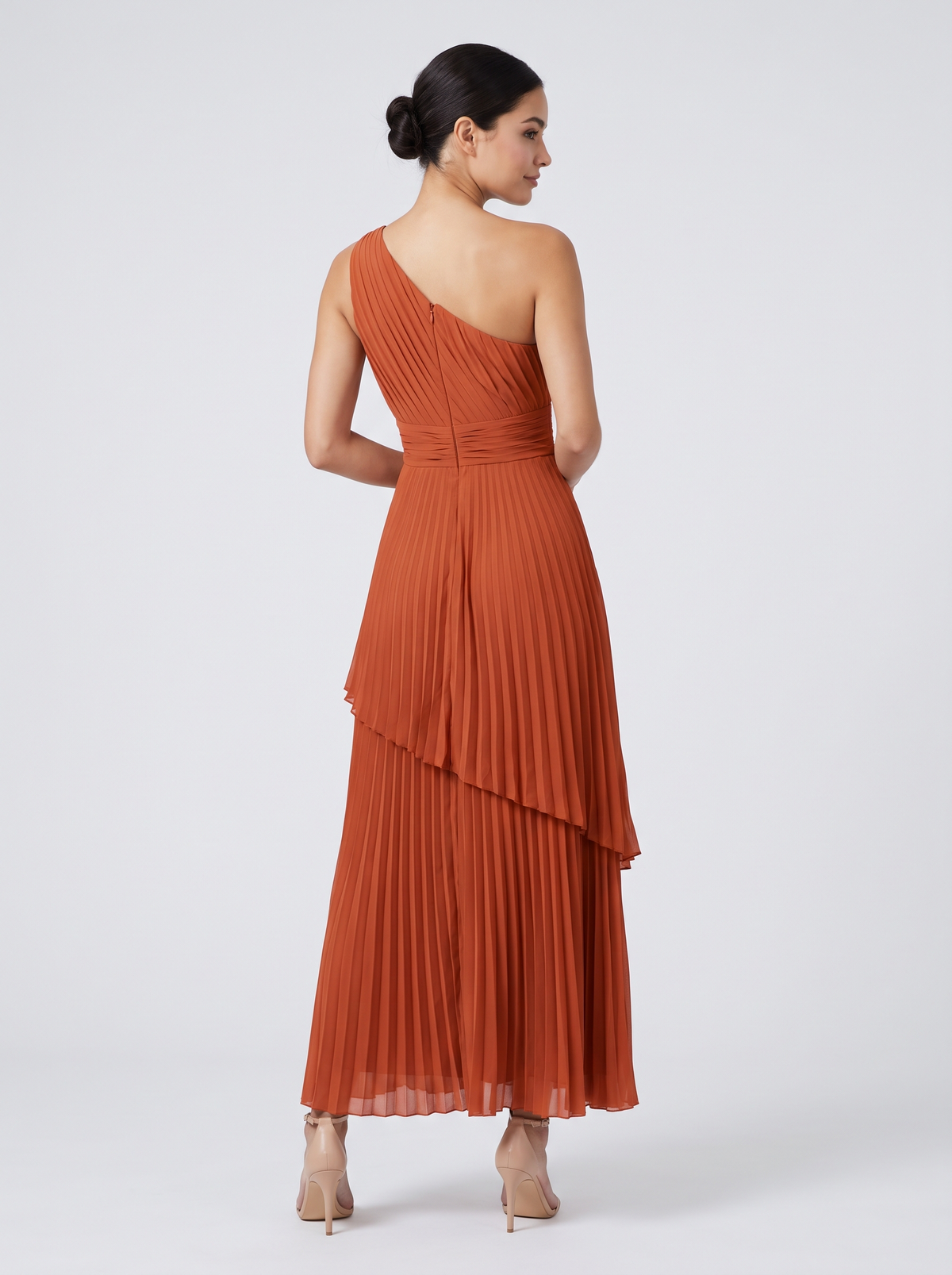 ILENE | ONE SHOULDER TIERED MAXI DRESS - Burnt Orange