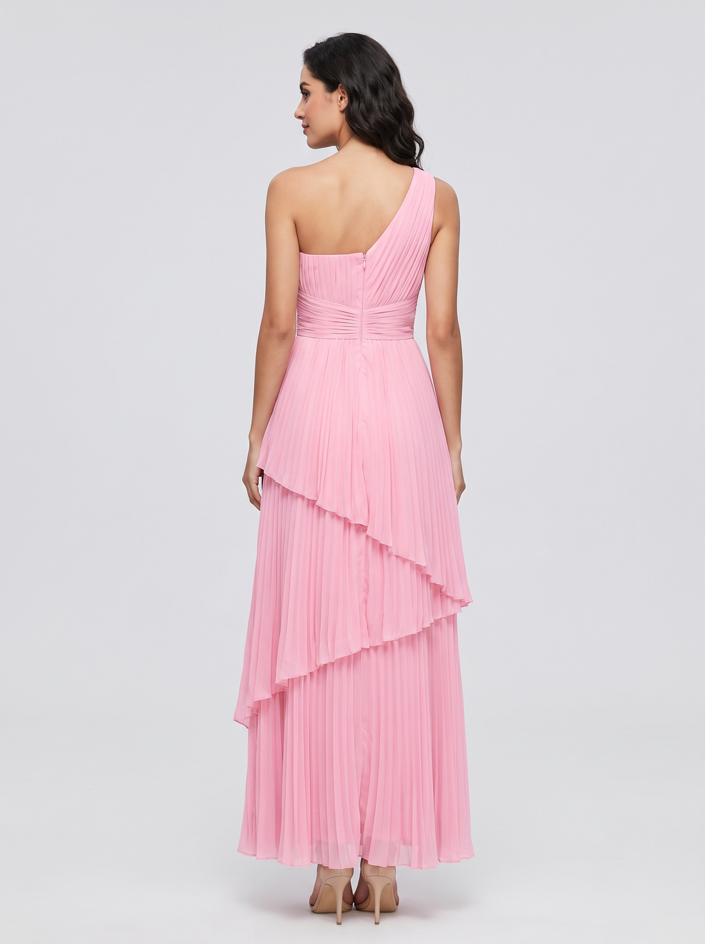 ILENE | ONE SHOULDER TIERED MAXI DRESS - Candy Pink