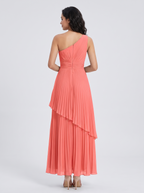ILENE | ONE SHOULDER TIERED MAXI DRESS - Coral