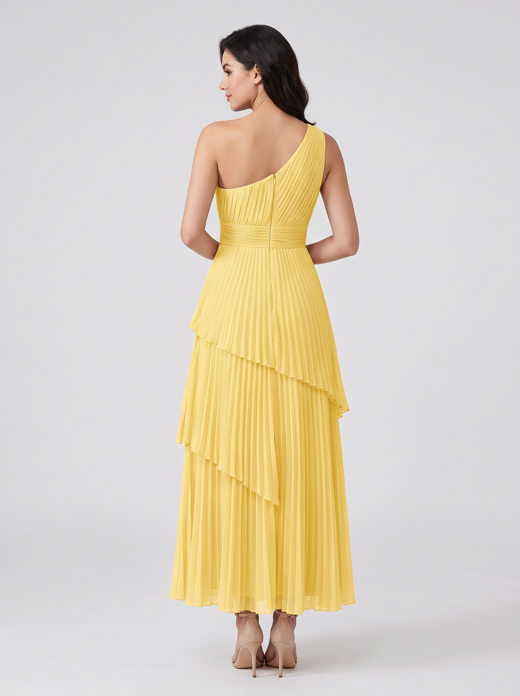ILENE | ONE SHOULDER TIERED MAXI DRESS - Daffodil Yellow