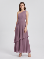 ILENE | ONE SHOULDER TIERED MAXI DRESS - Dusty Purple