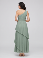 ILENE | ONE SHOULDER TIERED MAXI DRESS - Eucalyptus Green