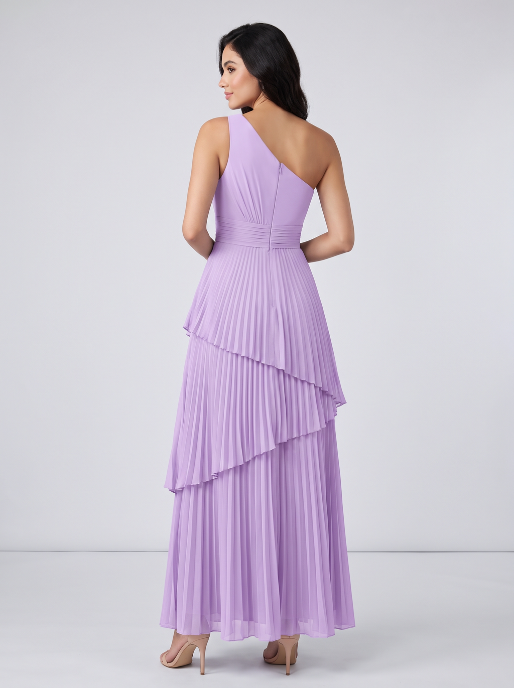 ILENE | ONE SHOULDER TIERED MAXI DRESS - Lilac