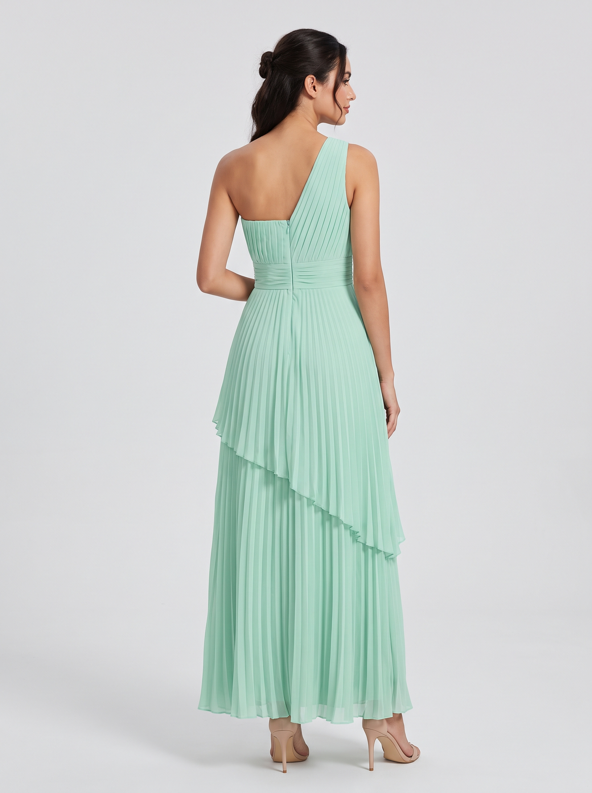 ILENE | ONE SHOULDER TIERED MAXI DRESS - Mint Green