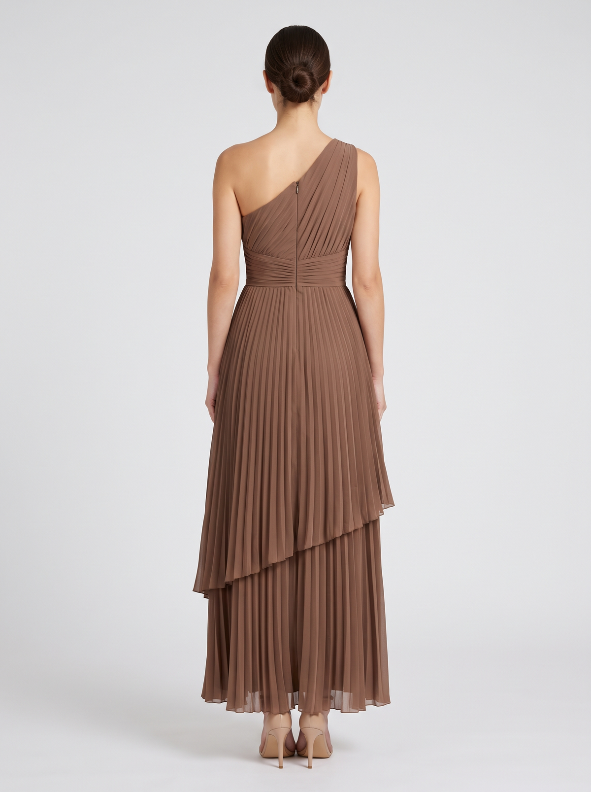 ILENE | ONE SHOULDER TIERED MAXI DRESS - Mocha