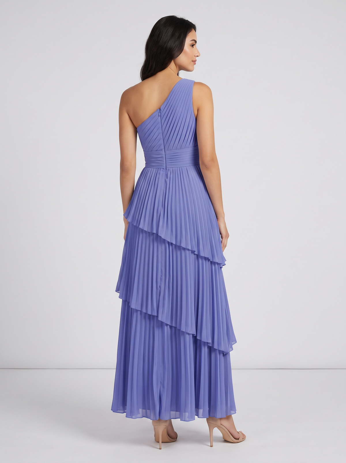ILENE | ONE SHOULDER TIERED MAXI DRESS - Periwinkle