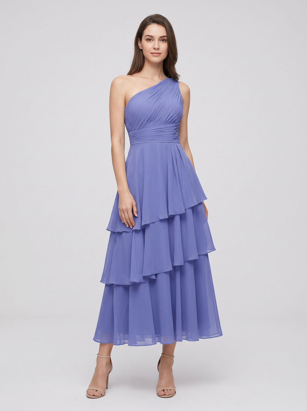 ILENE | ONE SHOULDER TIERED MAXI DRESS - Periwinkle