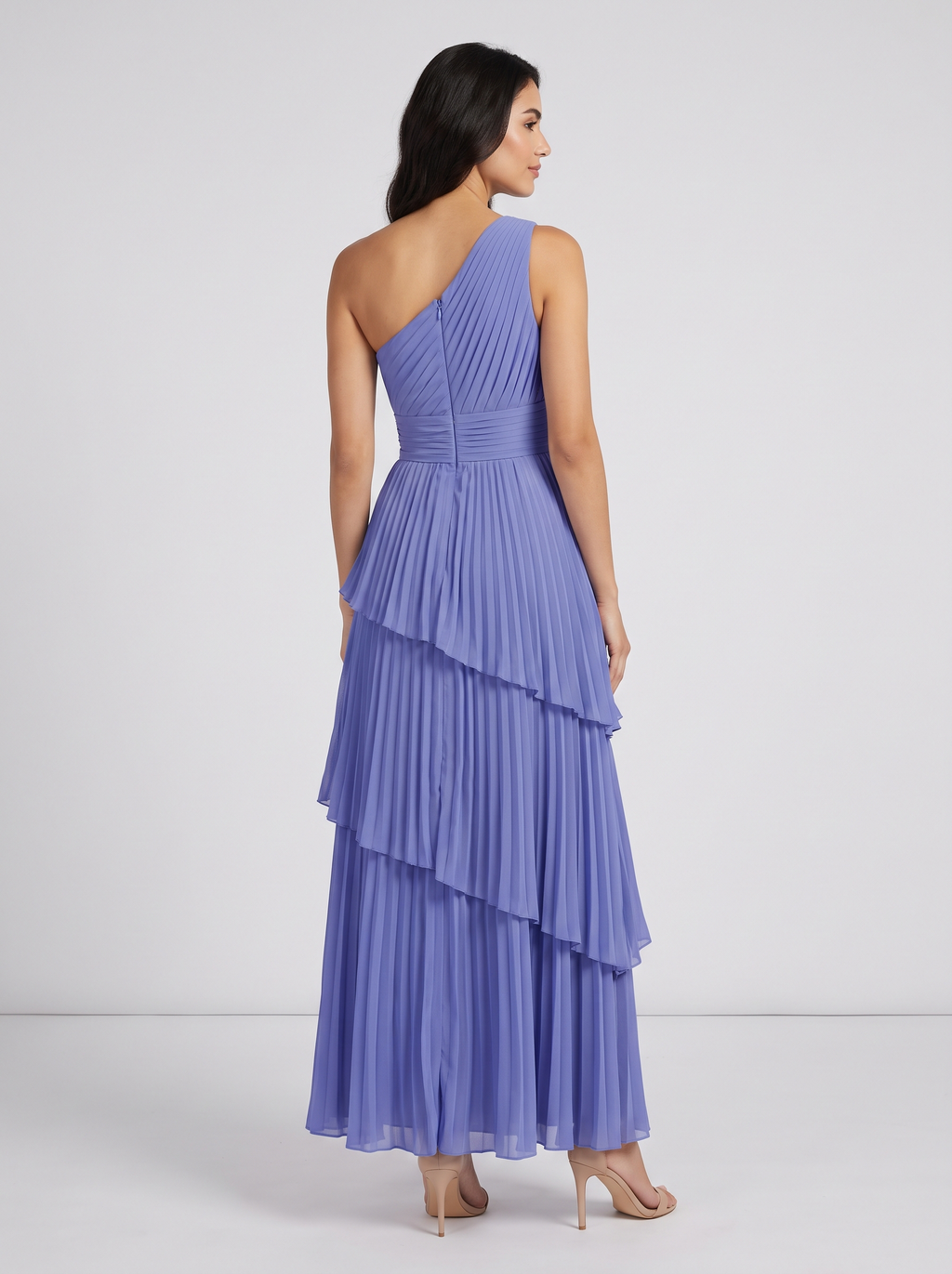 ILENE | ONE SHOULDER TIERED MAXI DRESS - Periwinkle