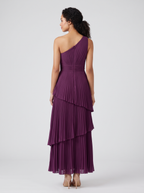ILENE | ONE SHOULDER TIERED MAXI DRESS - Plum
