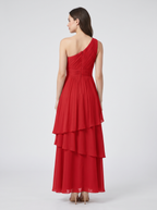 ILENE | ONE SHOULDER TIERED MAXI DRESS - Red
