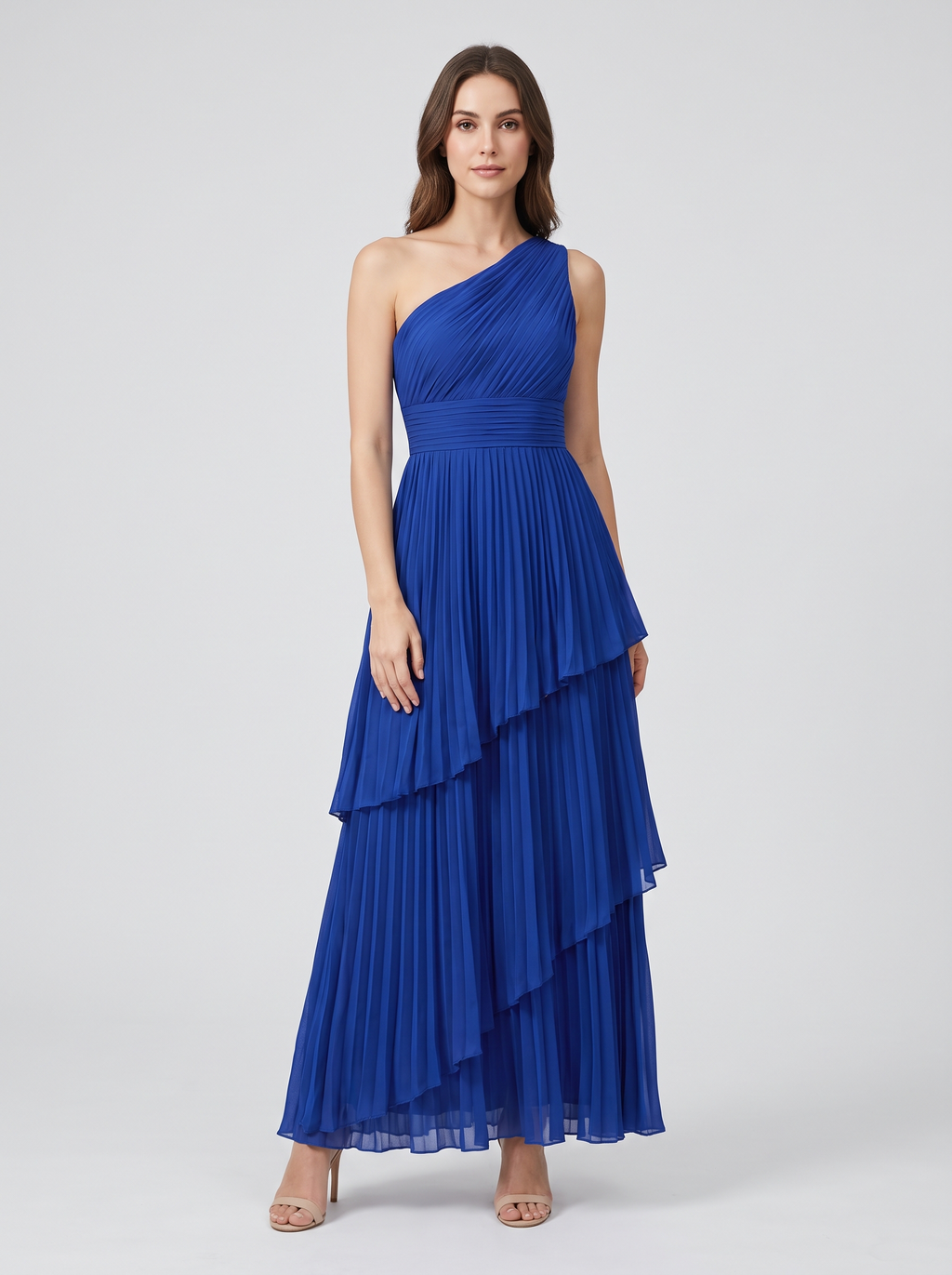 ILENE | ONE SHOULDER TIERED MAXI DRESS - Royal Blue