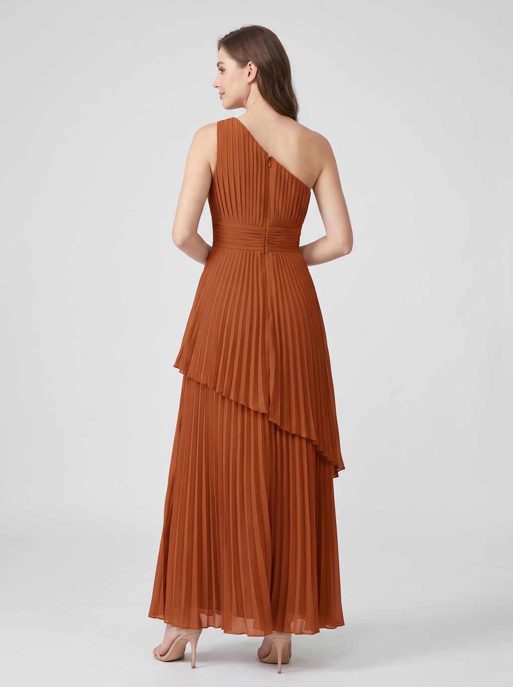 ILENE | ONE SHOULDER TIERED MAXI DRESS - Rust