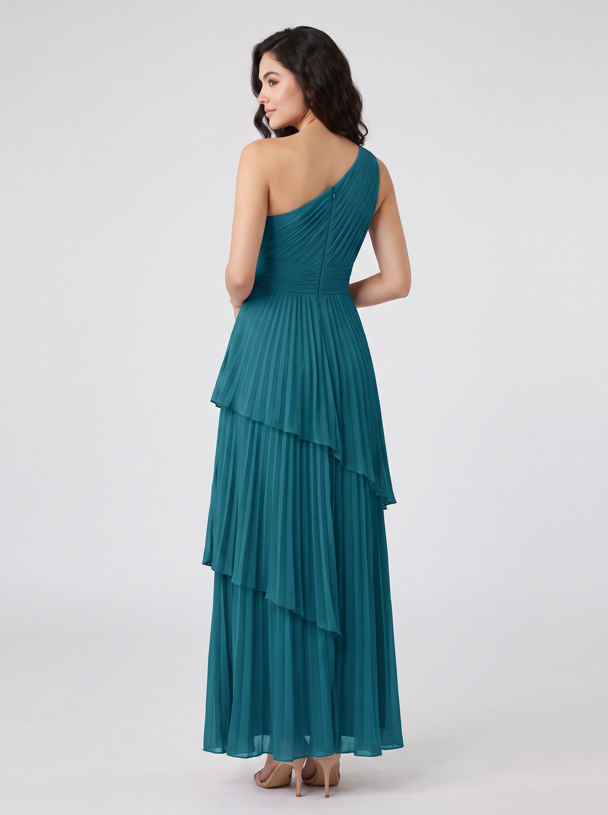 ILENE | ONE SHOULDER TIERED MAXI DRESS - Teal