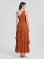 ILENE | ONE SHOULDER TIERED MAXI DRESS - Terracotta