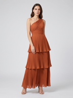 ILENE | ONE SHOULDER TIERED MAXI DRESS - Terracotta