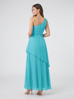 ILENE | ONE SHOULDER TIERED MAXI DRESS - Turquoise