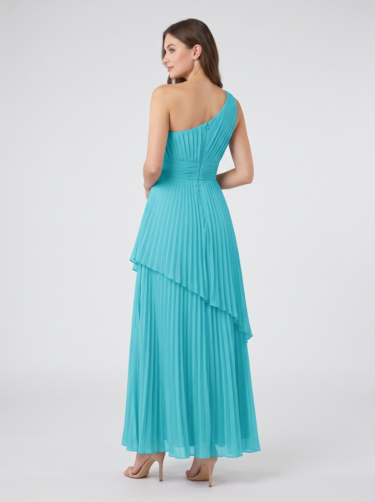 ILENE | ONE SHOULDER TIERED MAXI DRESS - Turquoise