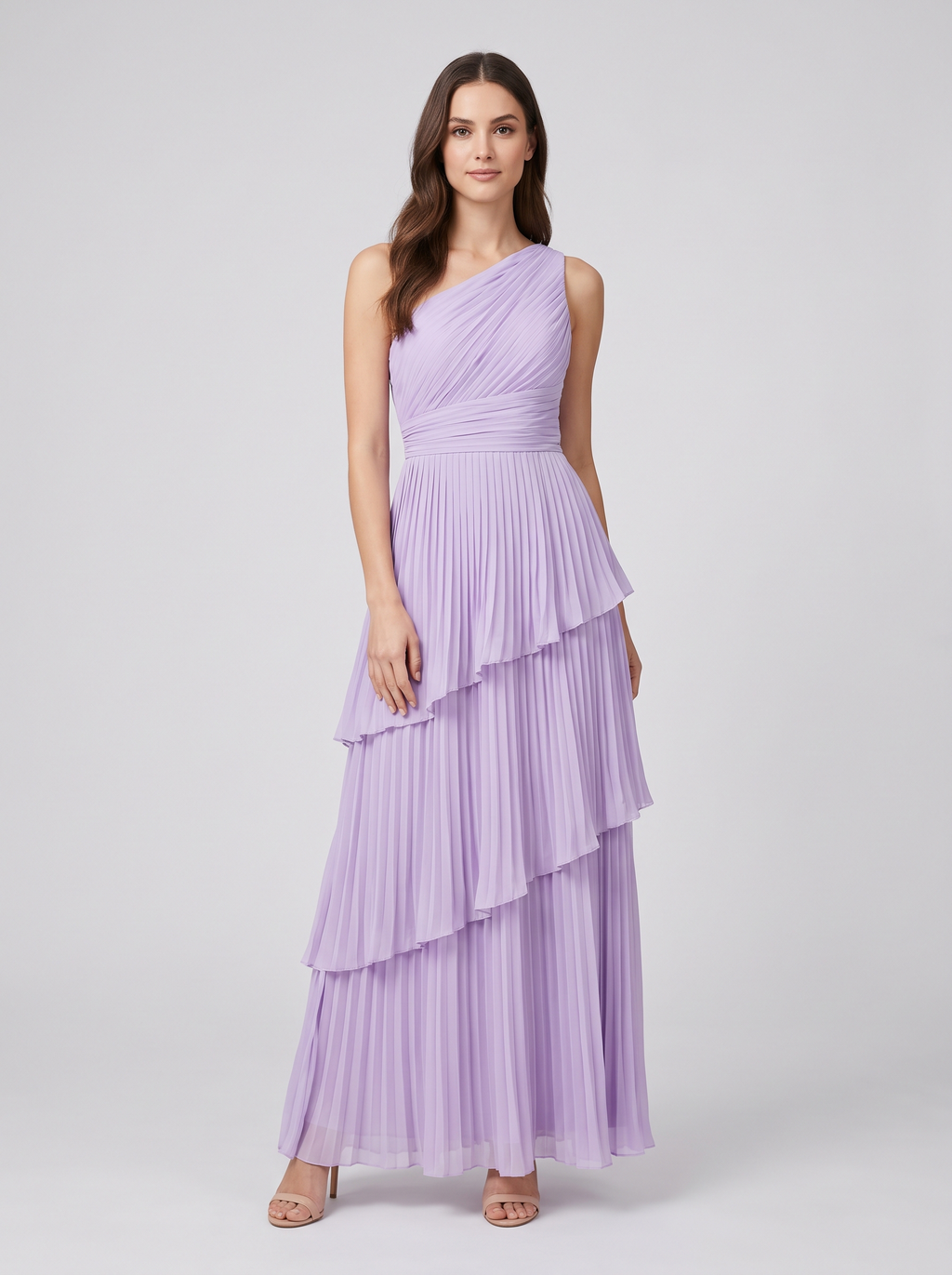 ILENE | ONE SHOULDER TIERED MAXI DRESS - Wisteria