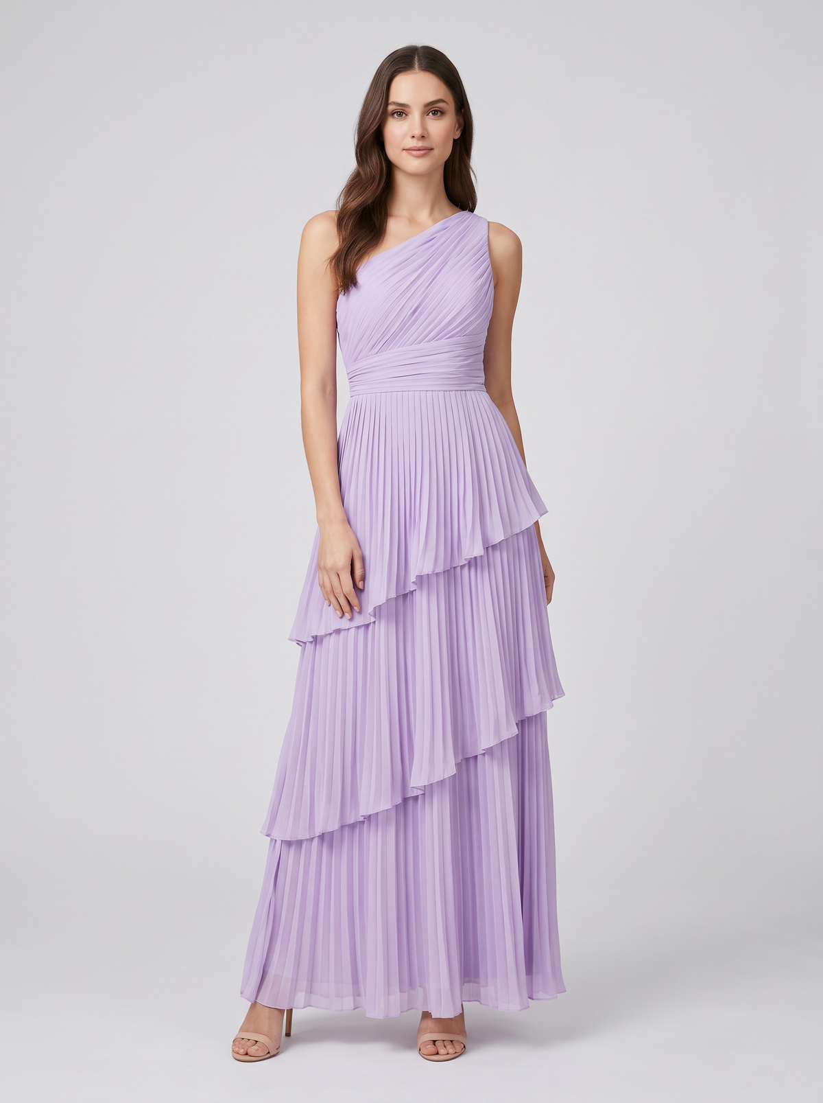 ILENE | ONE SHOULDER TIERED MAXI DRESS - Wisteria