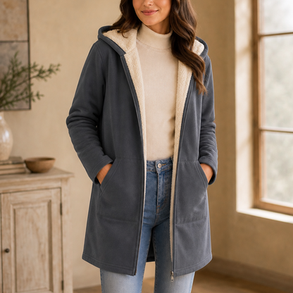 ILSE | FAUX FLEECE-LINED HOODED JACKET - Dark Gray