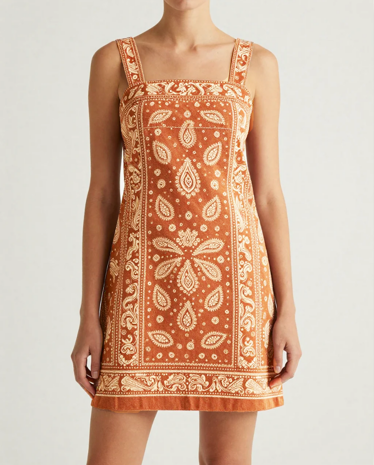 INA | PAISLEY SQUARE NECK MINI DRESS - Rust Paisley