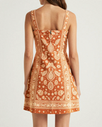 INA | PAISLEY SQUARE NECK MINI DRESS - Rust Paisley