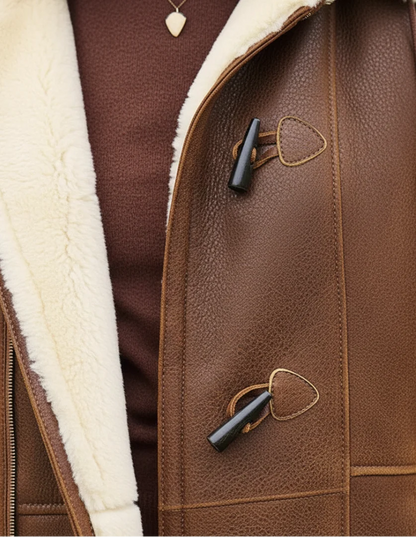 INDIA | SHEARLING LINED TOGGLE COAT - Brown