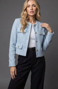 INESSA | CROPPED TWEED BLAZER - Light Blue