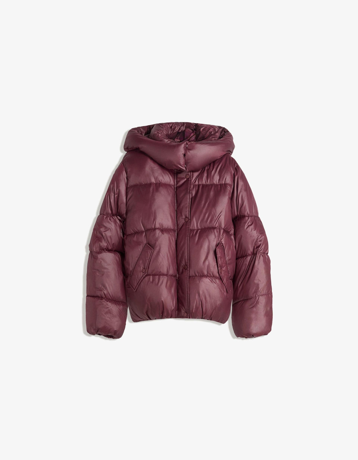 INEZ | HIGH SHINE PUFFER JACKET - Burgundy
