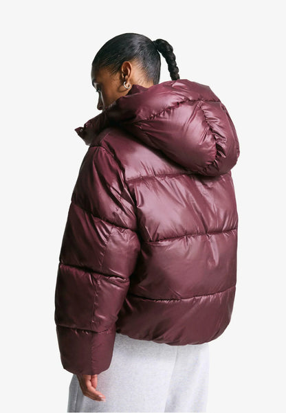 INEZ | HIGH SHINE PUFFER JACKET - Burgundy