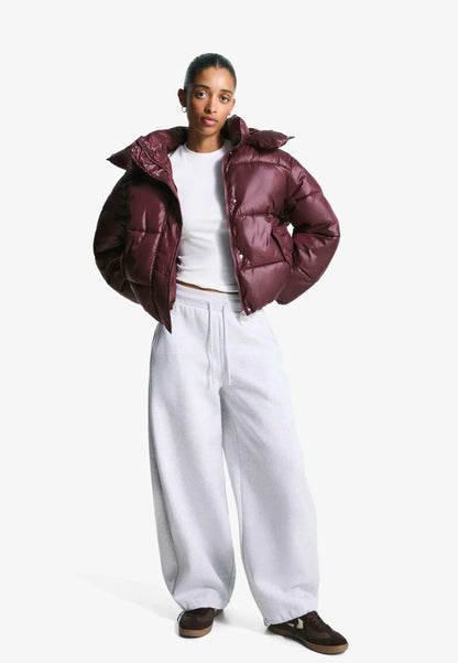 INEZ | HIGH SHINE PUFFER JACKET - Burgundy