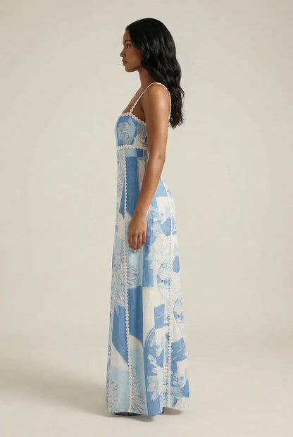 IOLANTHE | PRINT MAXI DRESS - Blue White Print
