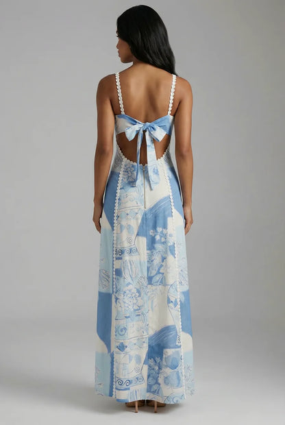 IOLANTHE | PRINT MAXI DRESS - Blue White Print