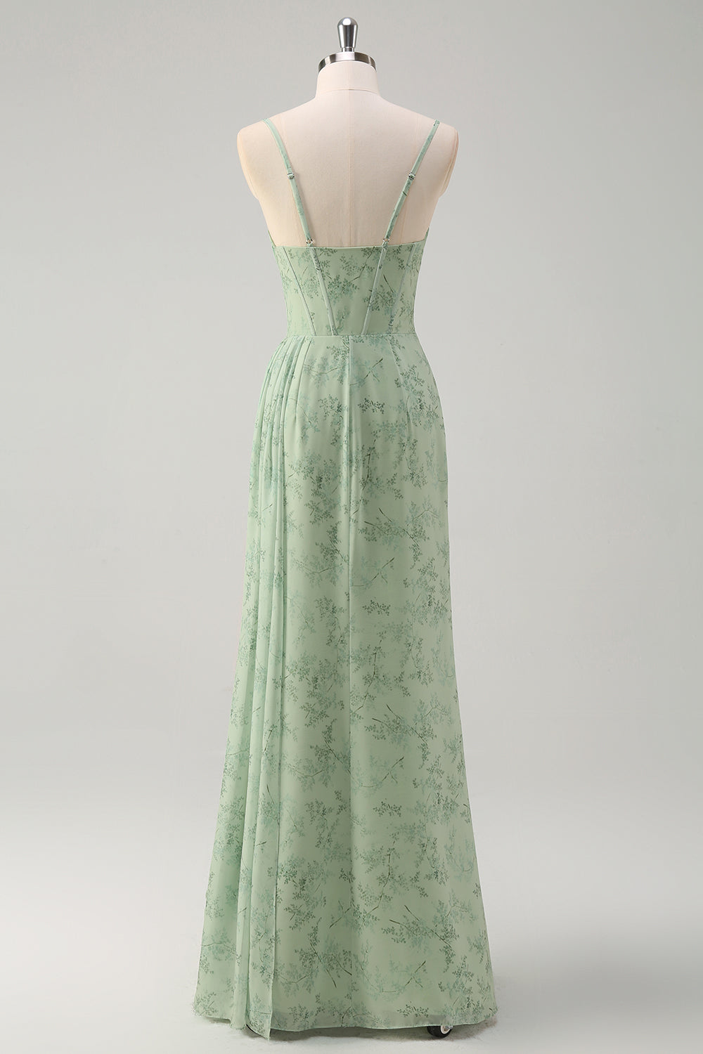 ISABEAU | CORSET CHIFFON GOWN - Dusty Sage Floral