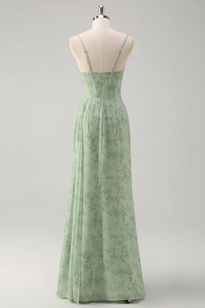 ISABEAU | CORSET CHIFFON GOWN - Dusty Sage Floral