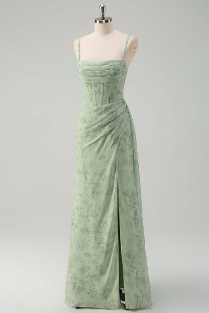 ISABEAU | CORSET CHIFFON GOWN - Dusty Sage Floral
