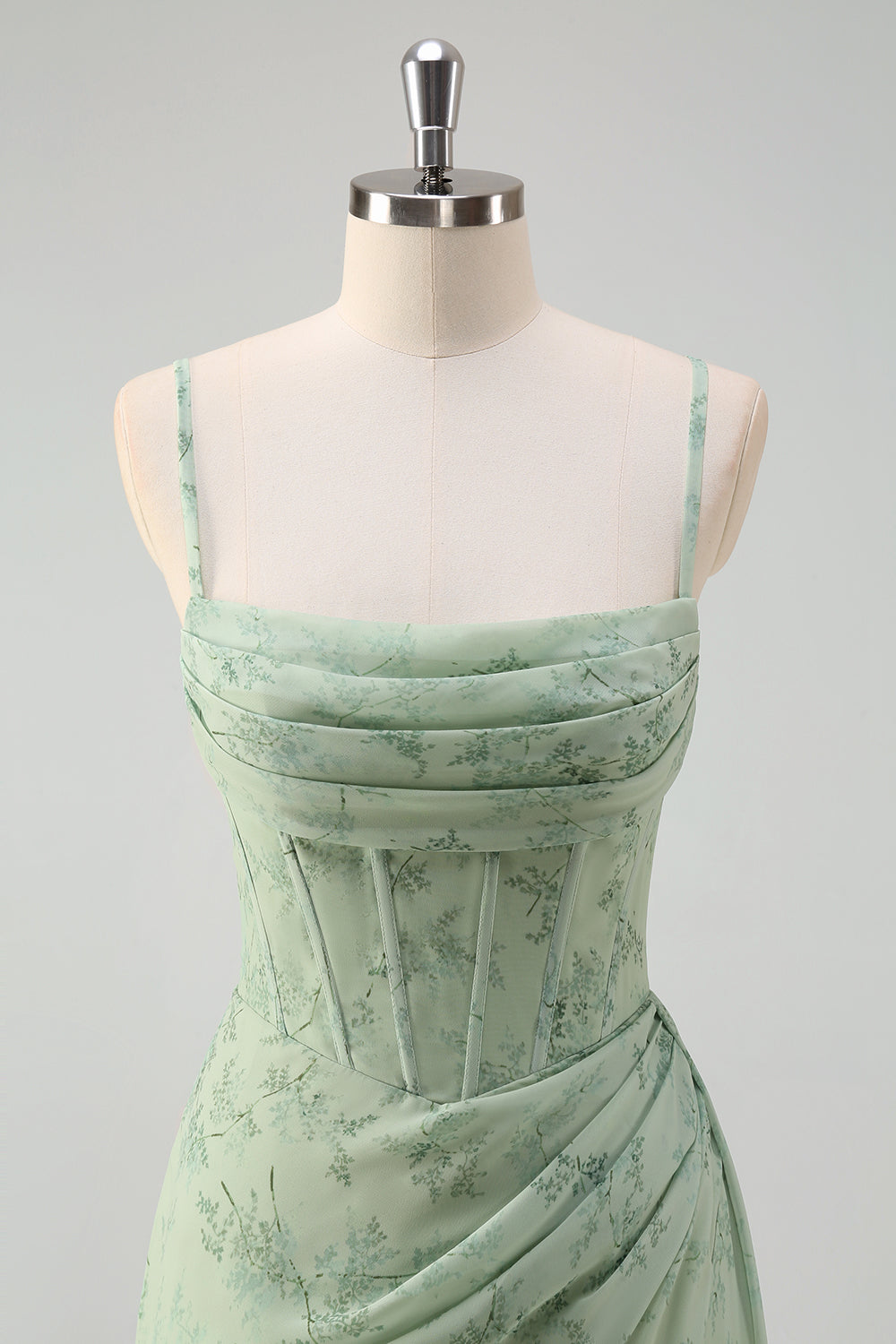 ISABEAU | CORSET CHIFFON GOWN - Dusty Sage Floral
