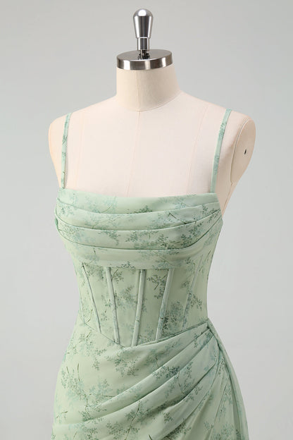 ISABEAU | CORSET CHIFFON GOWN - Dusty Sage Floral