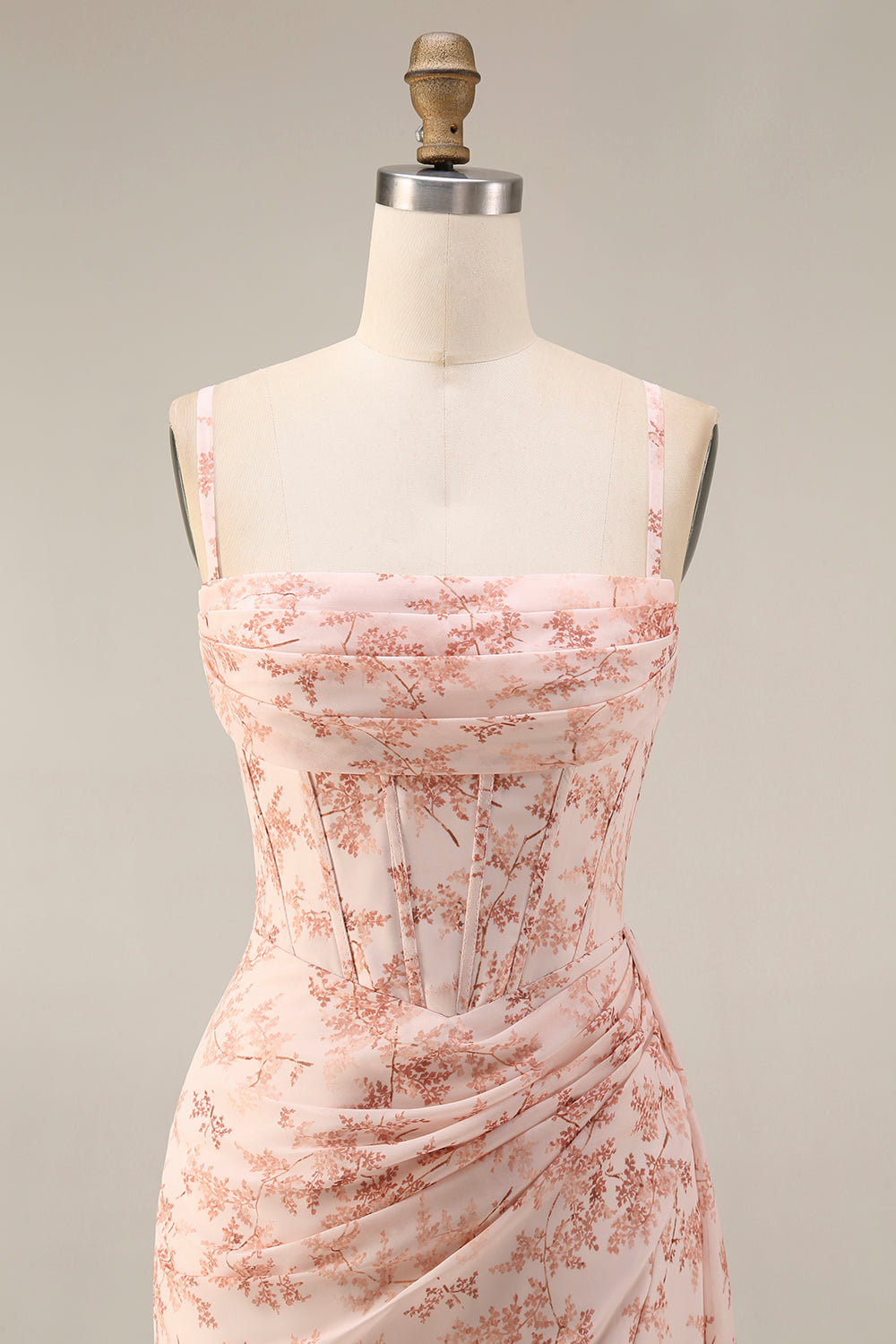 ISABEAU | CORSET CHIFFON GOWN - Pink Floral