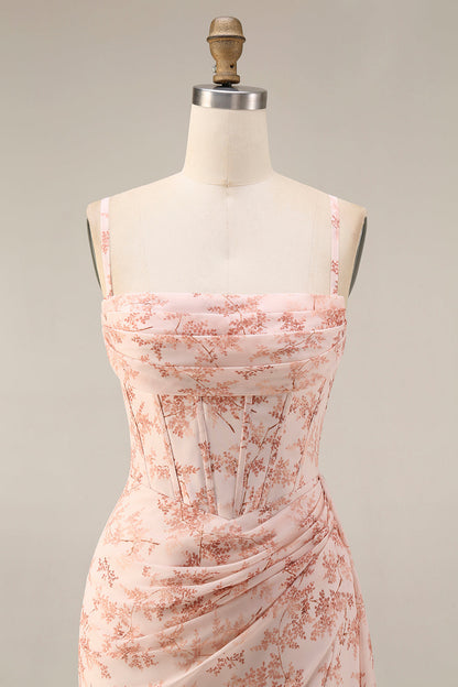ISABEAU | CORSET CHIFFON GOWN - Pink Floral