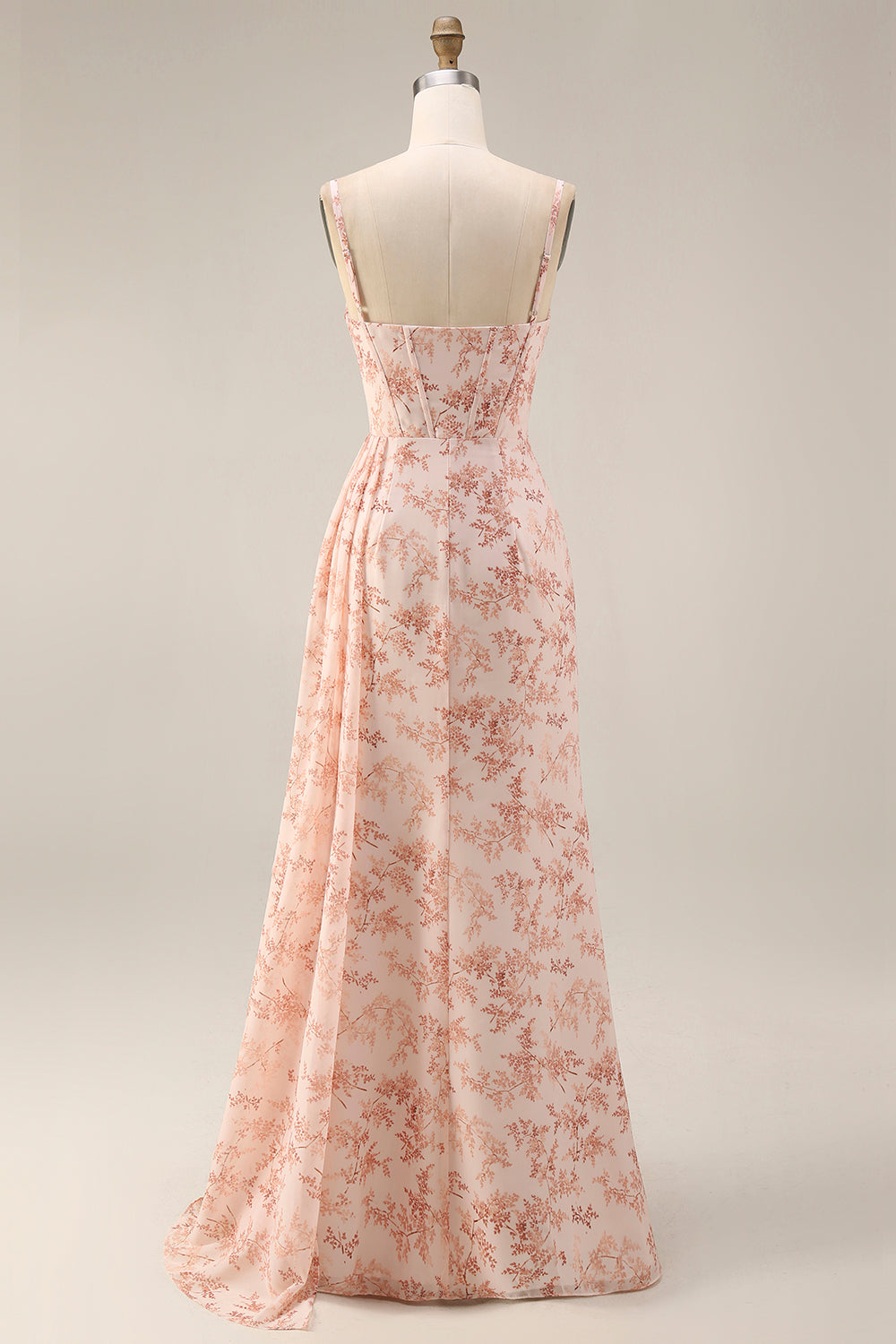 ISABEAU | CORSET CHIFFON GOWN - Pink Floral